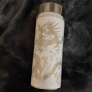 Teavana White and Gold Dragon Thermos